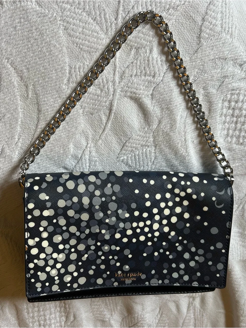 kate spade Black and White Polka Dot Chain Shoulder Bag